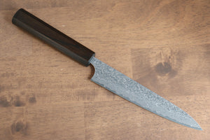 Yoshimi Kato VG10 Damascus Petty-Utility Japanese Knife 150mm Enju Lacquered(Black） Handle with Sheath - Seisuke Knife Kappabashi