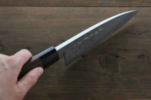 Hideo Kitaoka Blue Steel No.2 Damascus Deba Japanese Knife 150mm Shitan Handle - Seisuke Knife Kappabashi