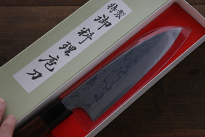 Hideo Kitaoka Blue Steel No.2 Damascus Deba Japanese Knife 150mm Shitan Handle - Seisuke Knife Kappabashi