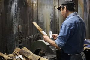 Hideo Kitaoka Blue Steel No.2 Damascus Deba Japanese Knife 150mm Shitan Handle - Seisuke Knife Kappabashi