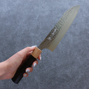 Yu Kurosaki Senko Ei R2/SG2 Hammered Santoku Japanese Knife 165mm Shitan Handle - Seisuke Knife Kappabashi