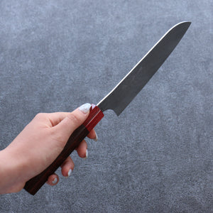 Yu Kurosaki Senko Ei R2/SG2 Hammered Santoku Japanese Knife 165mm Shitan (ferrule: Red Pakka wood) Handle - Seisuke Knife Kappabashi