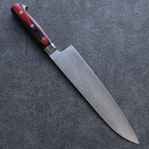 Yoshimi Kato VG10 Damascus Migaki Polish Finish Gyuto Japanese Knife 210mm Red Pakka wood Handle - Seisuke Knife Kappabashi