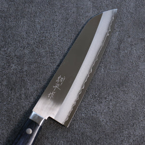 Kunihira VG1 Migaki Finished Santoku Japanese Knife 170mm Navy blue Pakka wood Handle - Seisuke Knife Kappabashi