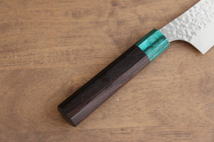 Yu Kurosaki Senko Ei R2/SG2 Hammered Bunka Japanese Knife 165mm Shitan (ferrule: Green Pakka wood) Handle - Seisuke Knife Kappabashi