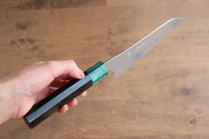 Yu Kurosaki Senko Ei R2/SG2 Hammered Bunka Japanese Knife 165mm Shitan (ferrule: Green Pakka wood) Handle - Seisuke Knife Kappabashi