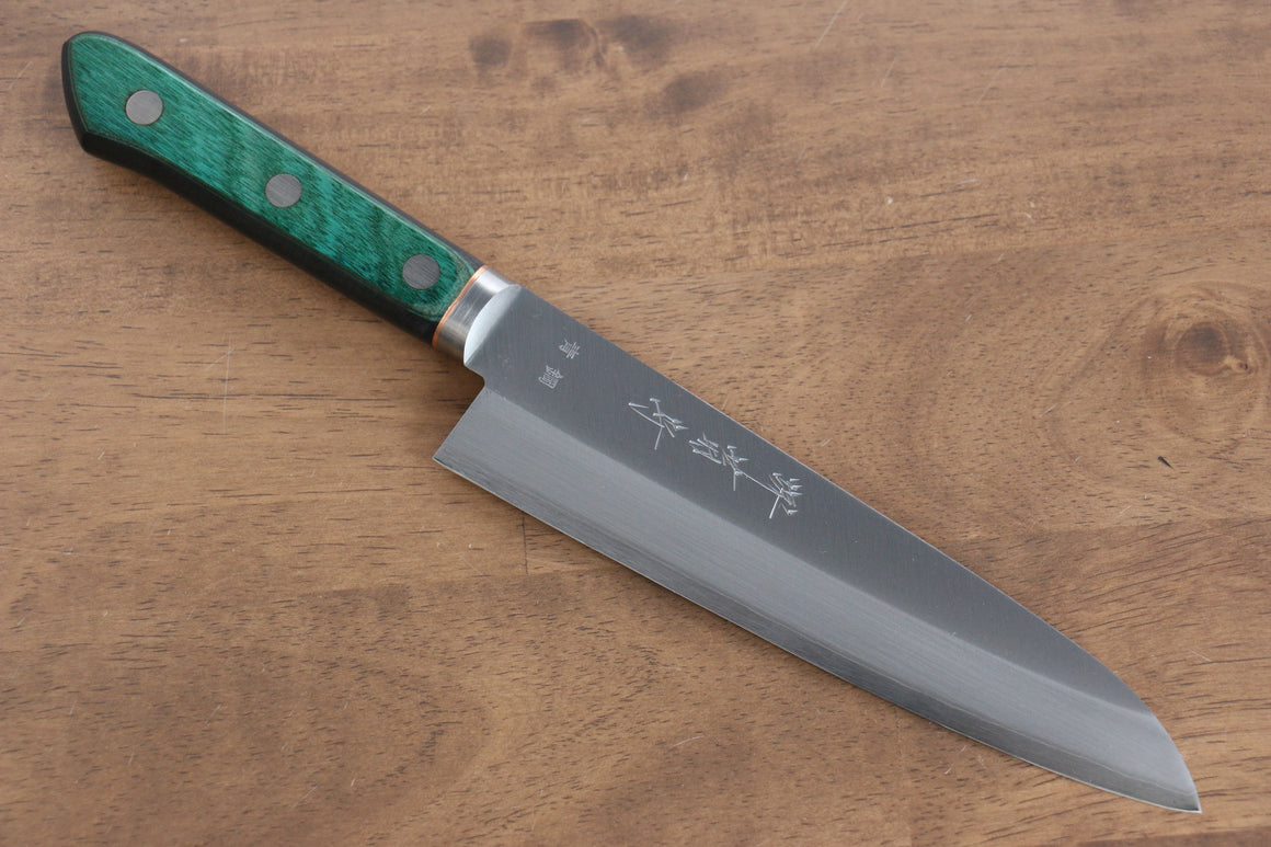 Sakai Kikumori Blue Steel No.1 Gyuto Japanese Knife 175mm Green Pakka wood Handle - Seisuke Knife Kappabashi