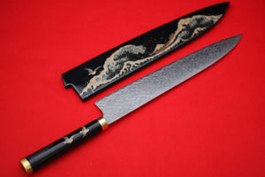 Takeshi Saji Maki-e Art R2/SG2 Diamond Finish Gyuto Japanese Knife 300mm Lacquered Handle - Seisuke Knife Kappabashi